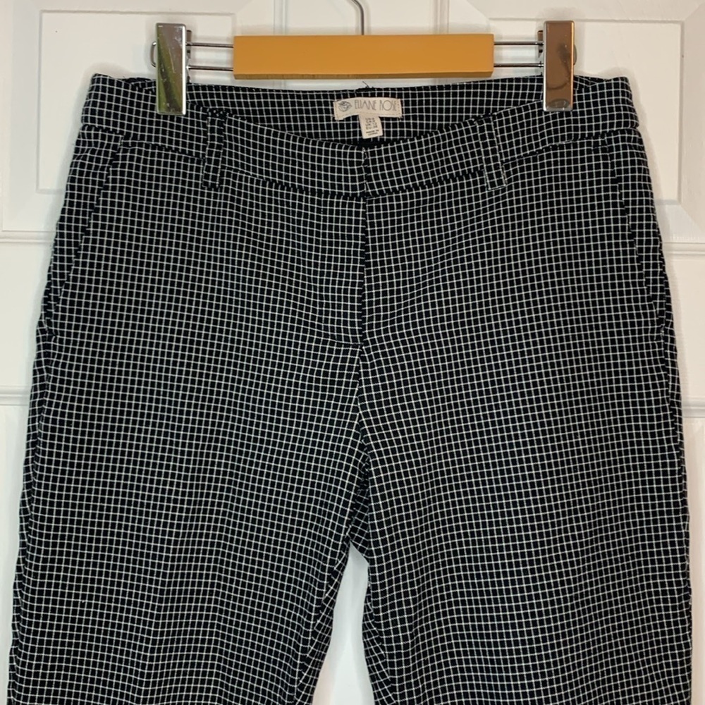 Eliane Rose Black Pants White Plaid Lines Stretchy Womens Size 8 Skinny Y2K